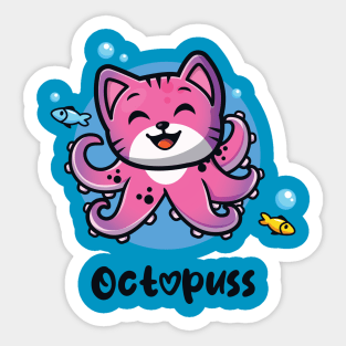 Octopuss funny octopus cat (on light colors) Sticker